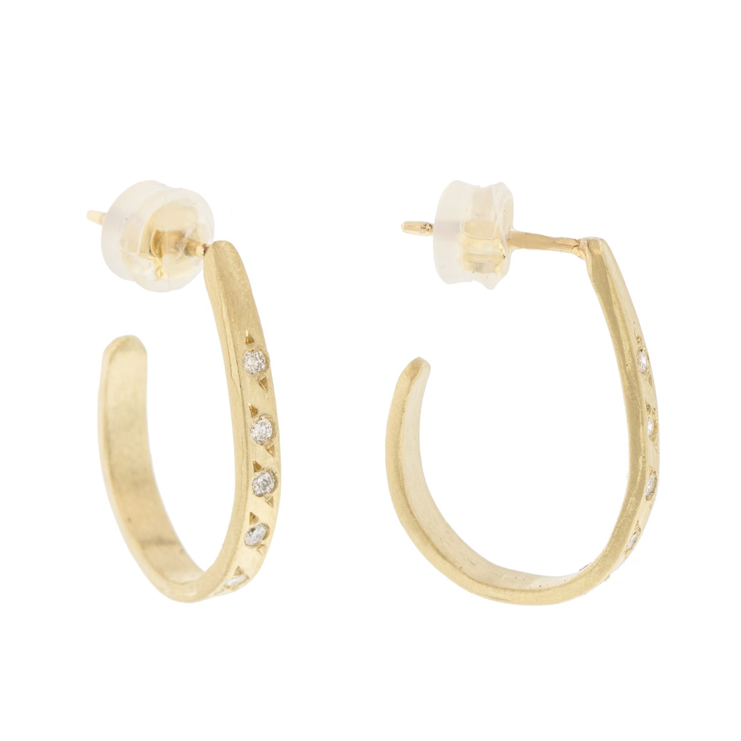 Robin Haley: Earrings, Small Diamond Hoops, 14K gold