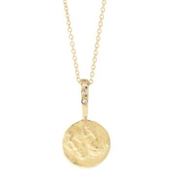 Robin Haley: Necklace, The Twins and Birds, Diamonds, .015 TCW, 18 in length, 14K gold