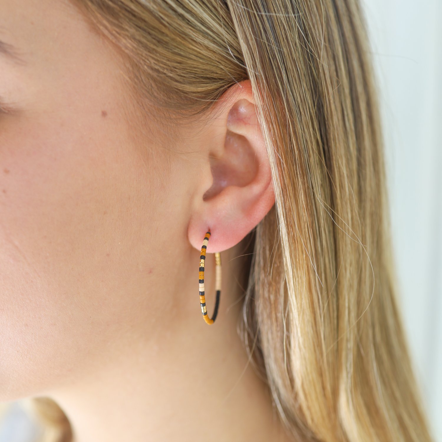 Abacus Row: Delfi earrings, pink clay, SMALL