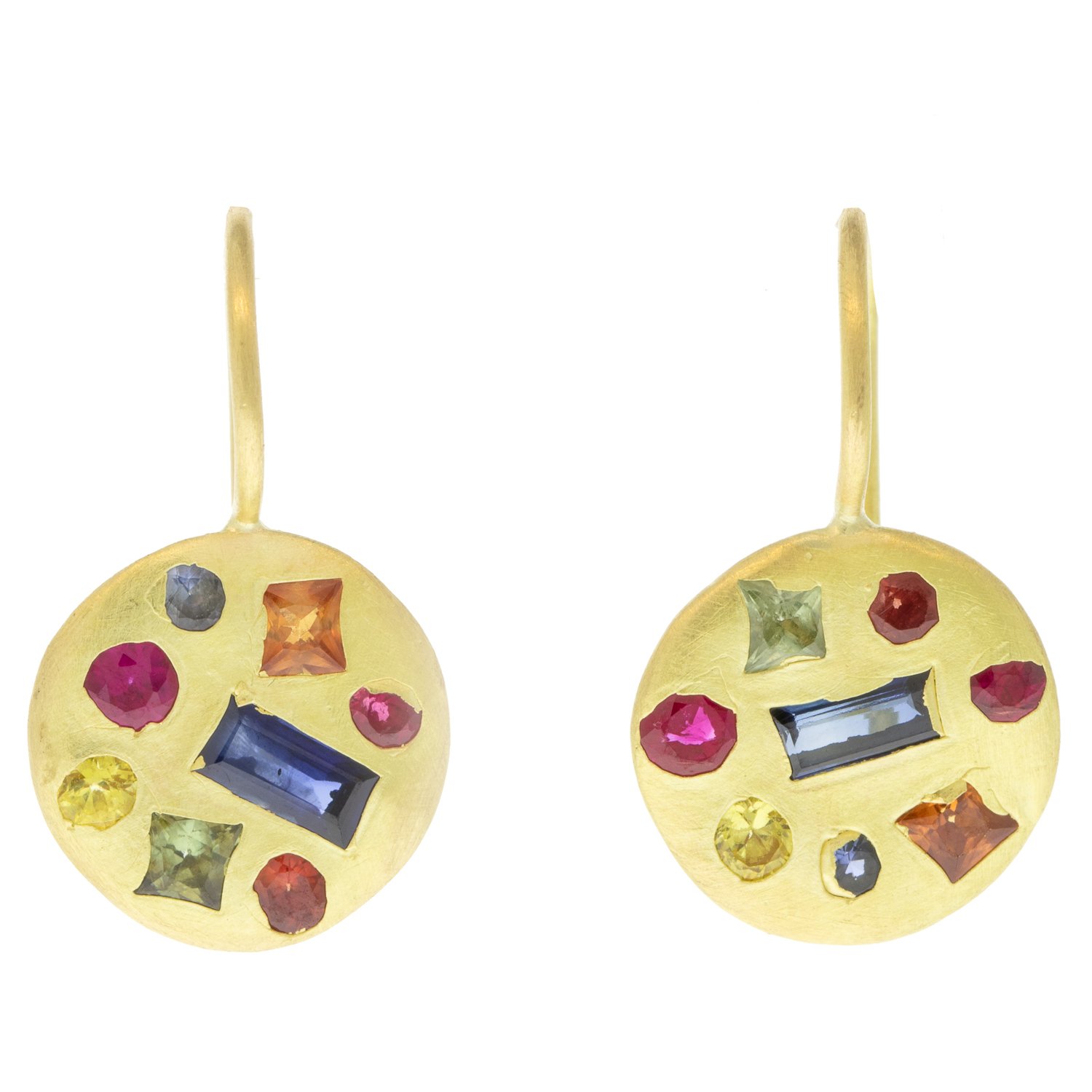 gold earrings with sapphires by jewelry designer polly wales