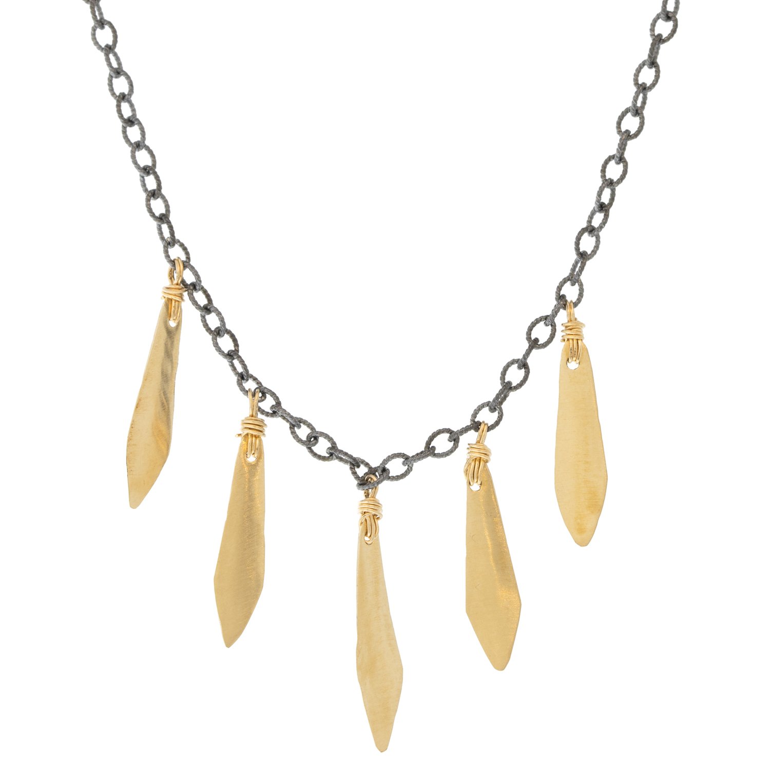 Dana Kellin: Necklace with oxidized silver chain and gold fringe, small