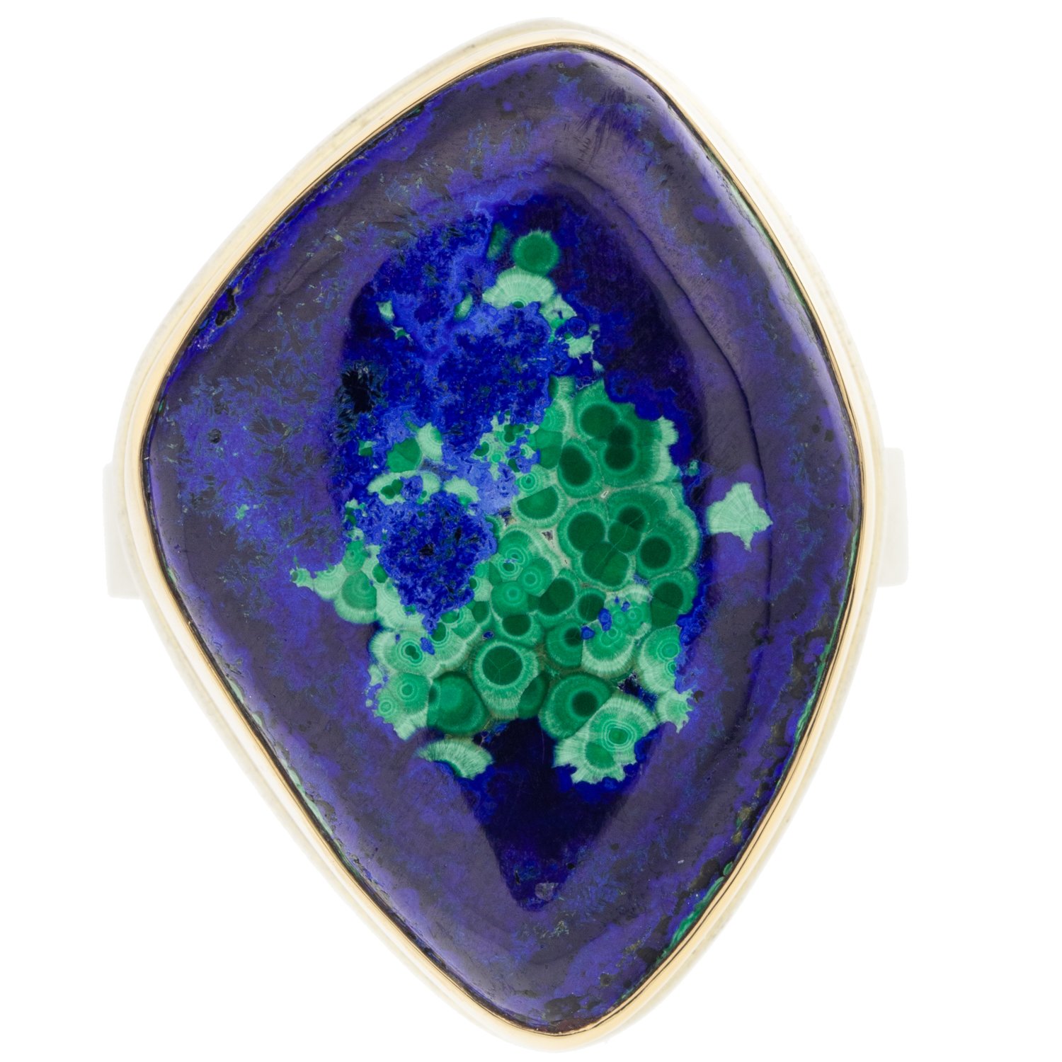 gold and silver ring with azurite by jewelry designer Jamie Joseph