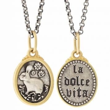Erica Molinari: Charm, Oval, Bunny, Sterling Silver, 18K Gold. "The sweet life"