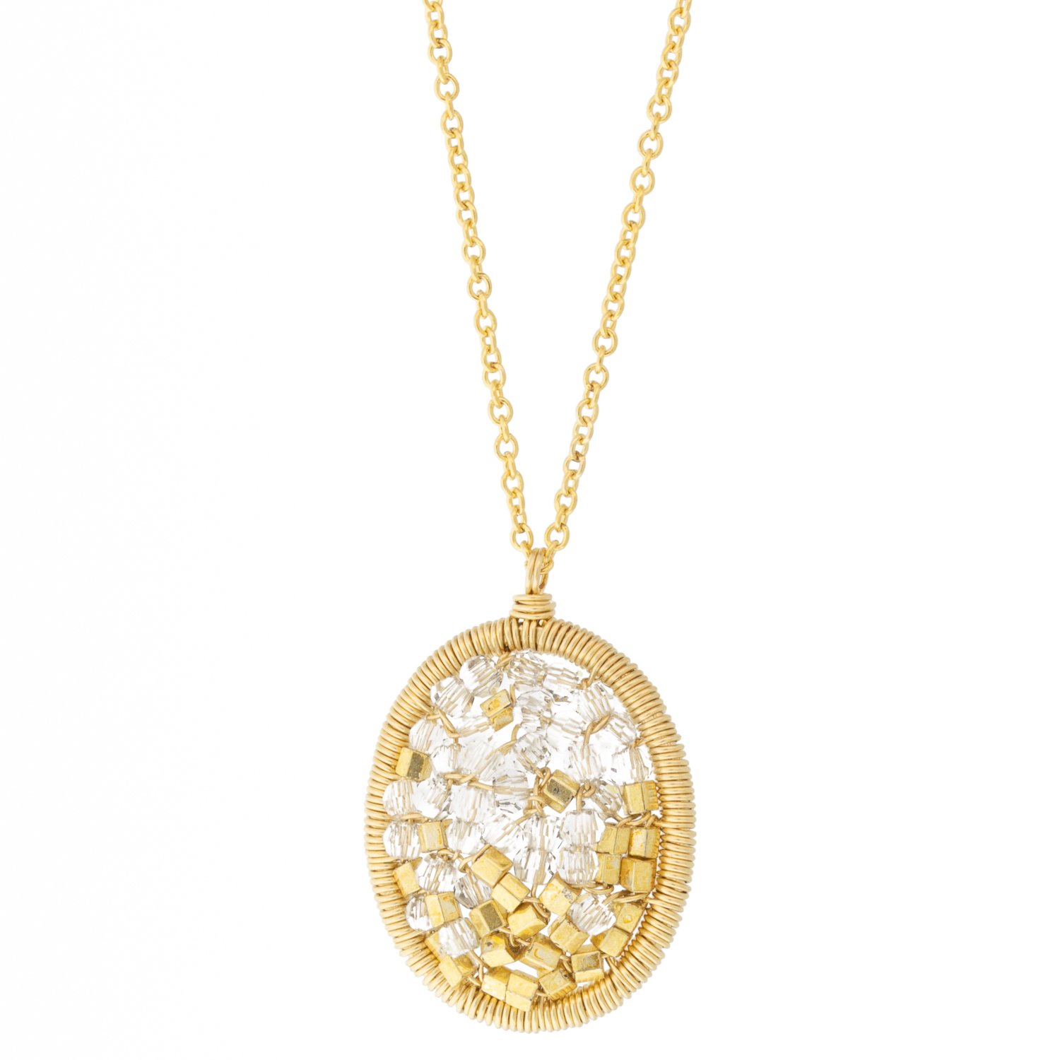 Dana Kellin: CSS/gf Ombre SM Oval White Stone Filled Necklace