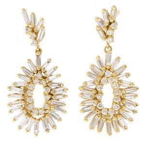 gold earrings with diamonds by jewelry designer suzanne kalan