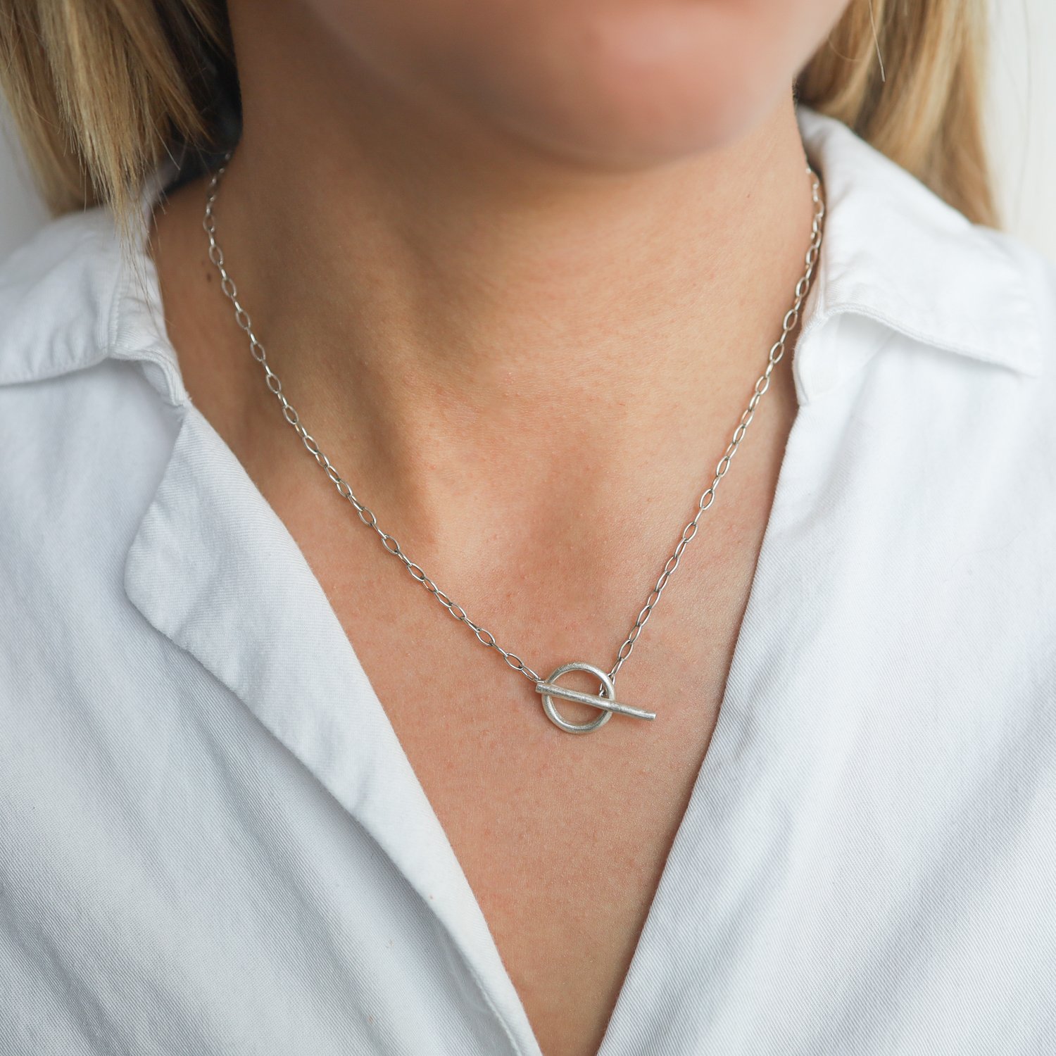 Shaesby: Necklace, Toggle, Sterling silver.