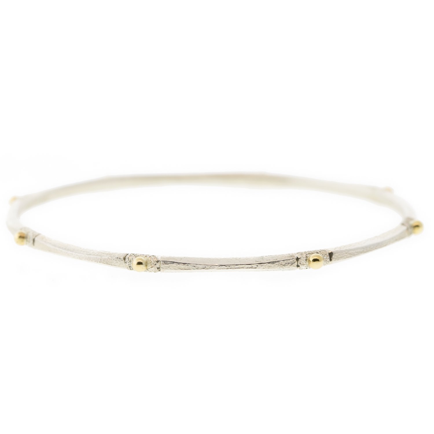 Alison Shiboski:SS 14K 8 dot carved bangle