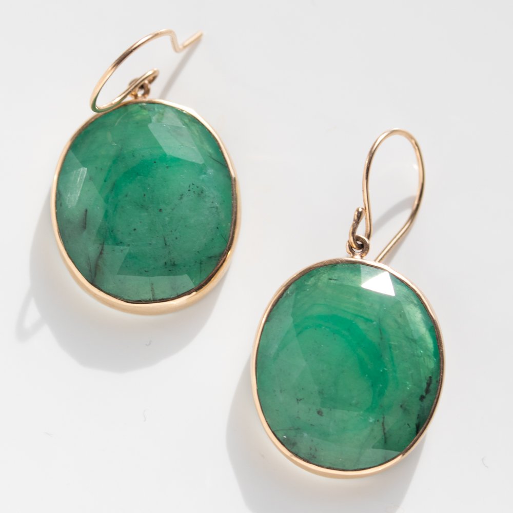 Jamie Joseph Trunk Show: Oval Rose Cut Emerald Earrings