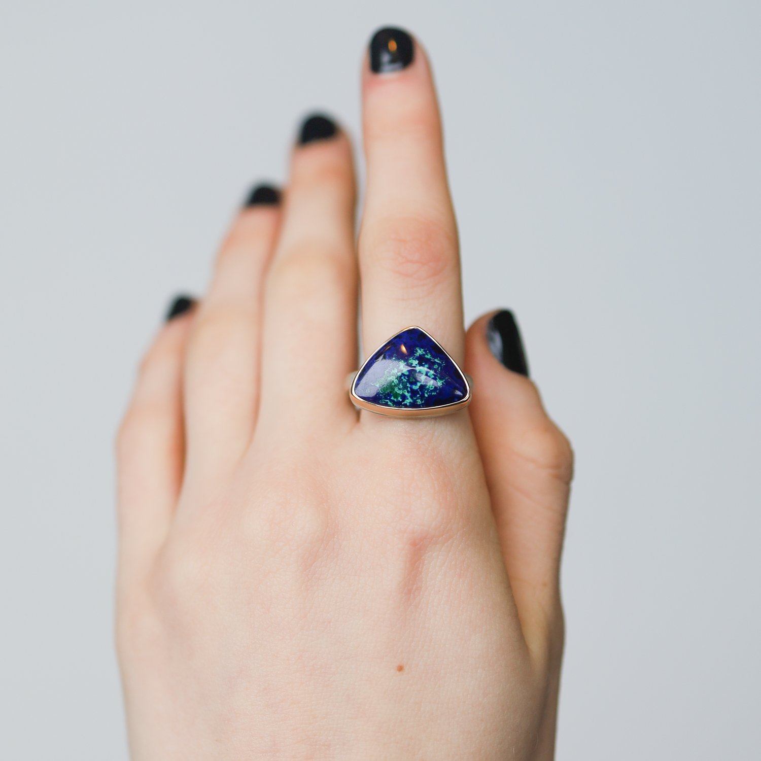 Jamie Joseph Trunk Show: Triangular Chrysocolla Azurite Malachite Ring