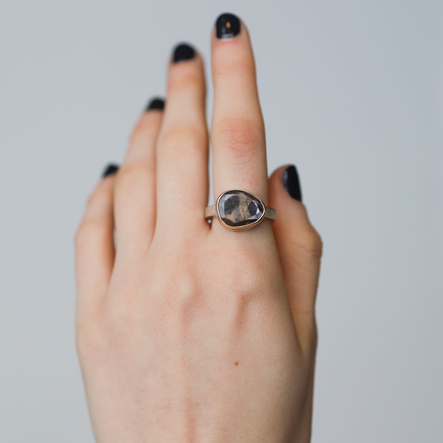 Jamie Joseph Trunk Show: Small asymmetrical brown sapphire ring