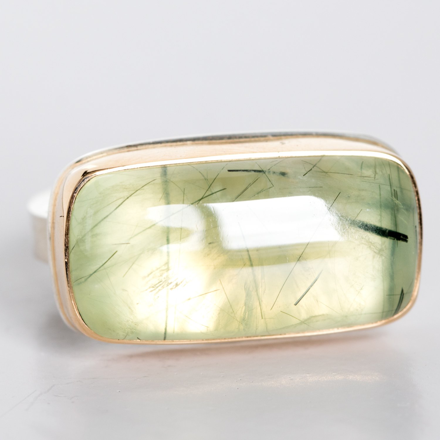 Jamie Joseph Trunk Show: Small horizontal rectangular prehnite ring