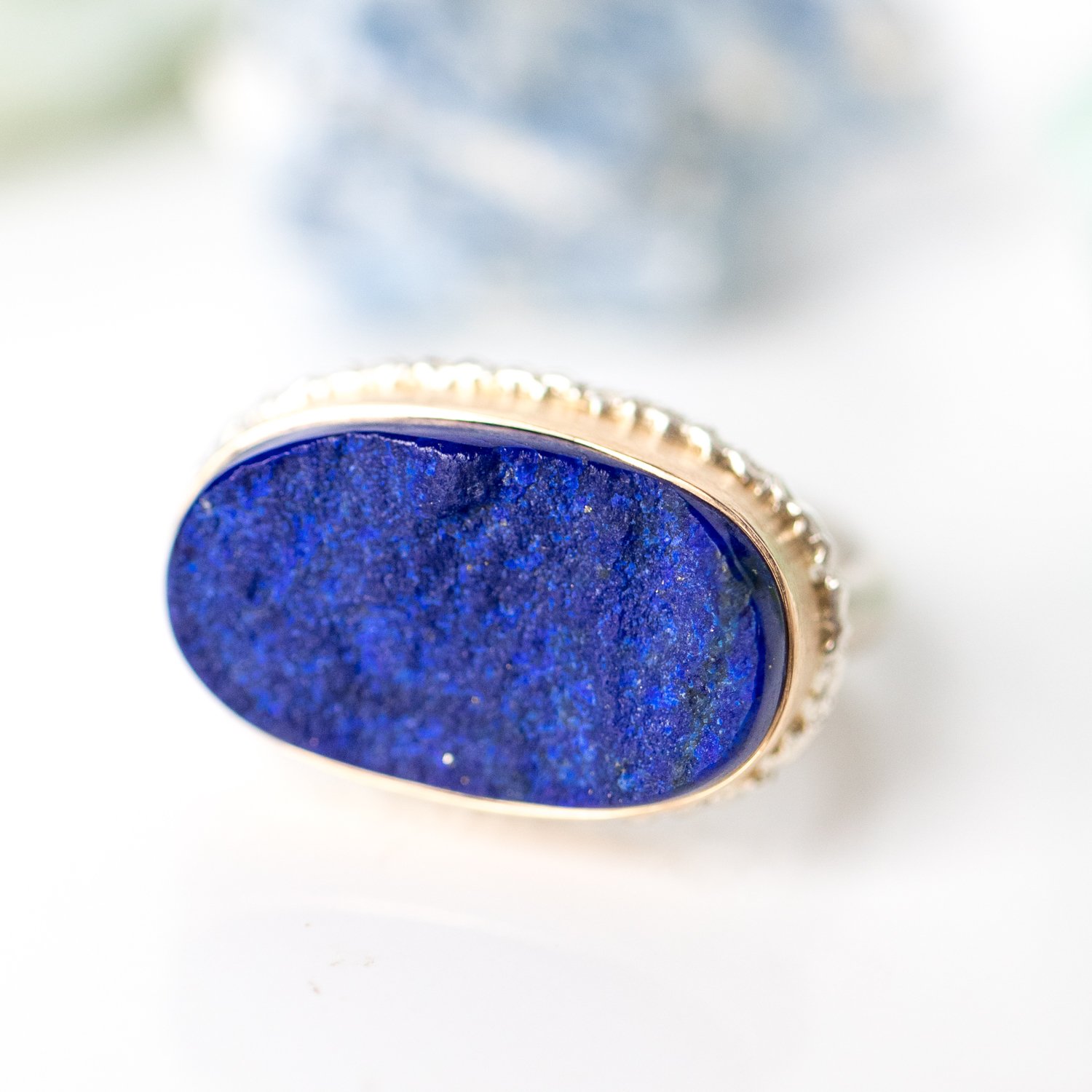 Lapis ring with gold and silver by jewelry designer Jamie Joseph