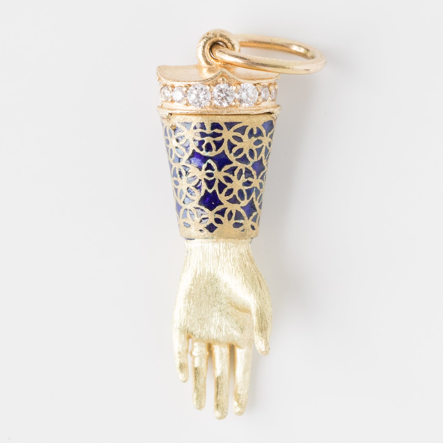 Erica Molinari Trunk Show: 18k small enamel white diamond hand- .175cts