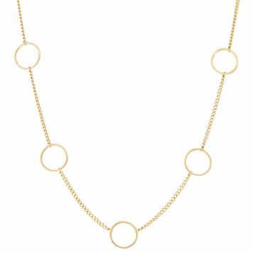 Jane Hollinger: Necklace, Chloe, Gold Circles, 14K Gold.