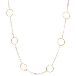 Jane Hollinger: , Necklace, Chloe, Gold Circles, Sterling Silver, 14K Gold, 16" Chain.