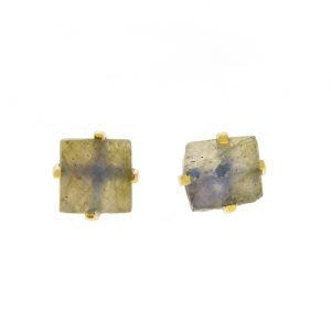Robindira Unsworth: 14k gold vermeil, labradorite earrings, measure approximately 1/4" x 1/4"