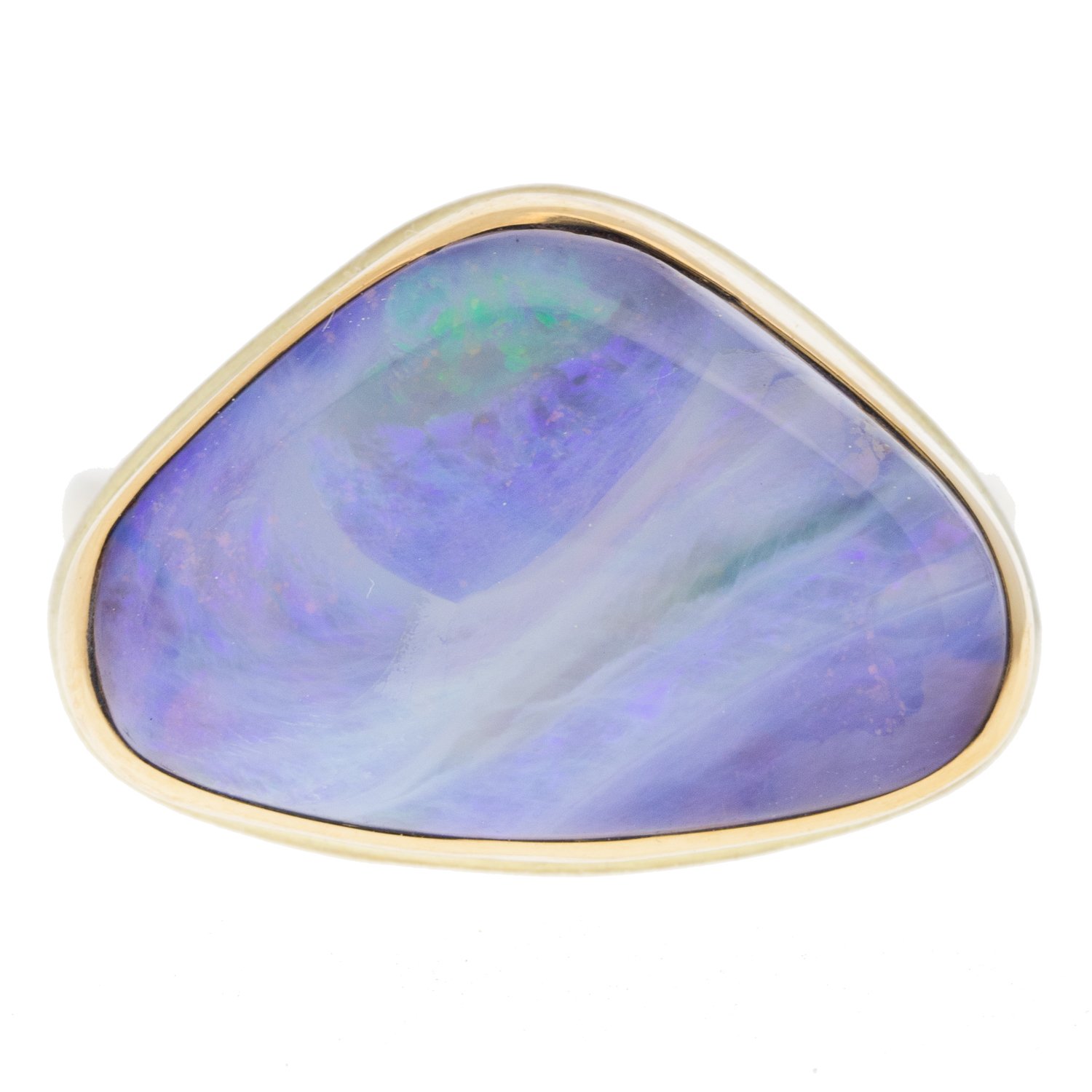 Jamie Joseph: Sterling & 14K Gold Ring w/ Triangular BOULDER OPAL on Egyptian Band