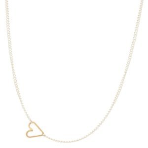 Jane Hollinger: Necklace, Teenie Tiny Heart, Sterling Silver, 14K Gold, 16" Chain.