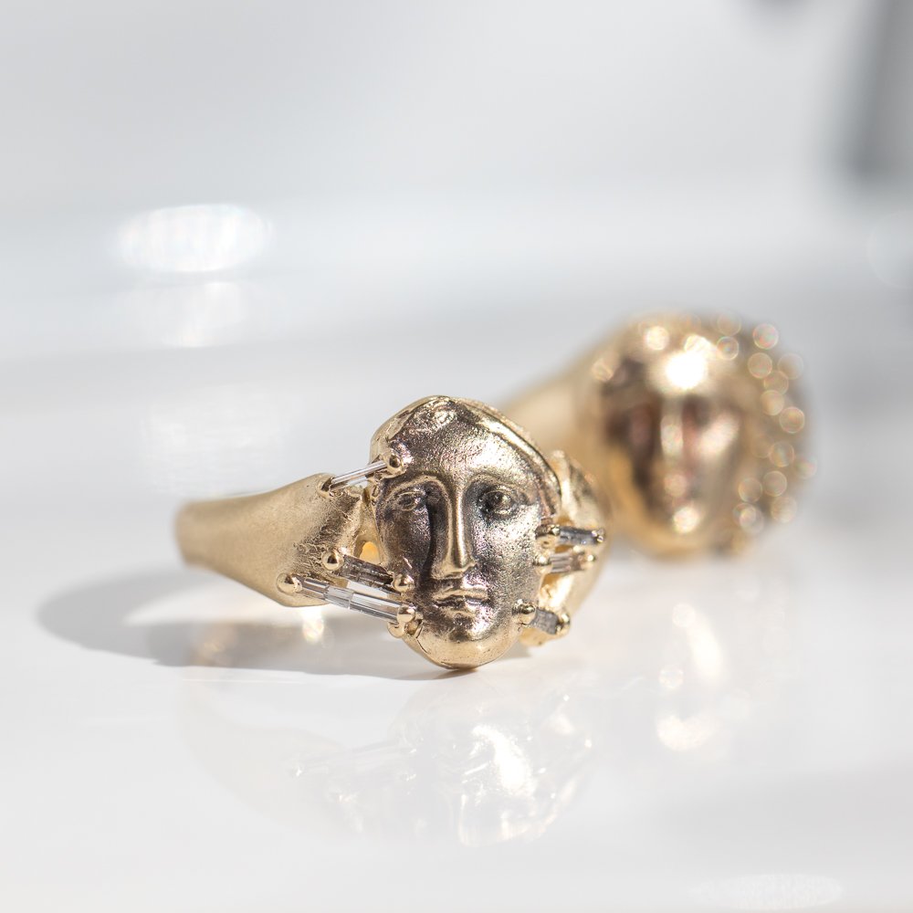 Baguette Diamond Prophetess Ring in 14k yellow gold by jewelry designer Atelier Narce