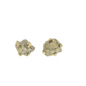 Robindira Unsworth: Fashion,14k gold vermeil, pyrite earrings, measure approximately 1/4" x 1/4"