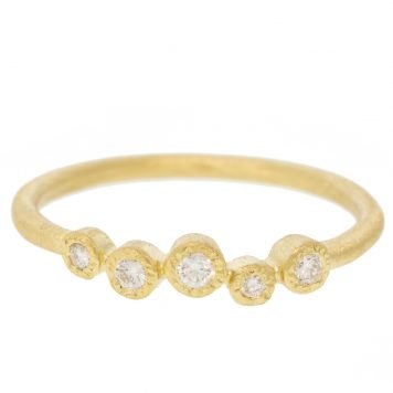 Yasuko Azuma: Ring, Zigzag Bezel, 05 Diamonds .11TCW, 18K Yellow Gold, Size 6.5.