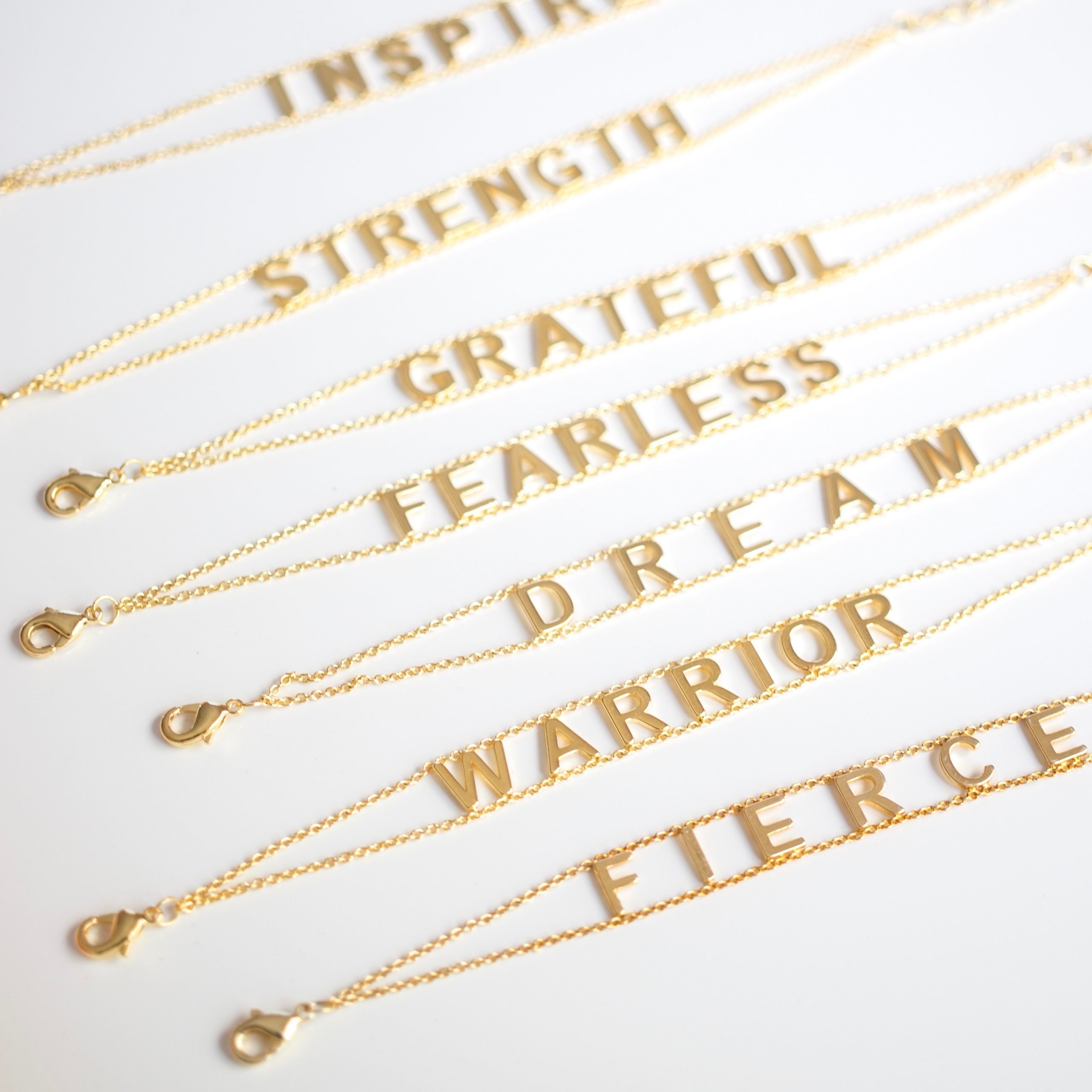 block letter bracelet by jewelry designer Maya J