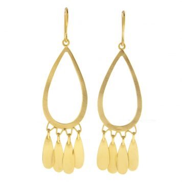 Jane Diaz: Tear Drops Dangle Earrings , Gold Plate