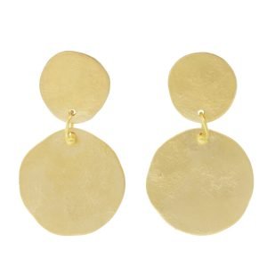 Sarah McGuire: Earrings, Double Parchment Disc, 18K Gold, Measure 15/16 x 9/16 including earwire.