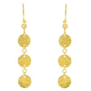 Gurhan: Earrings, Classic Lush Dangling Flake, 24k Gold, Measure 1 3/4 x 9/32 including earwire