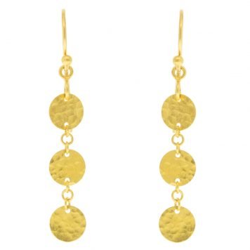 Gurhan: Earrings, Classic Lush Dangling Flake, 24k Gold, Measure 1 3/4 x 9/32 including earwire