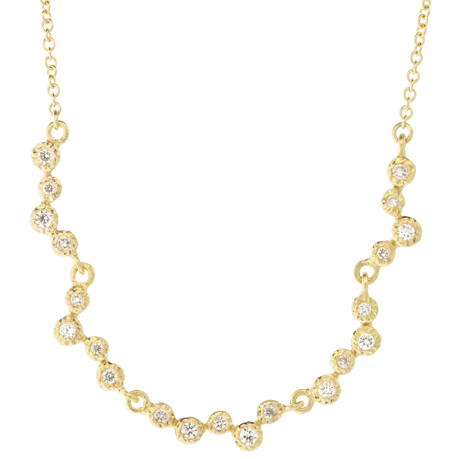 Yasuko Azuma: Diamond Bubble Necklace, 5 Bezel Cluster, .23 ct, 16"