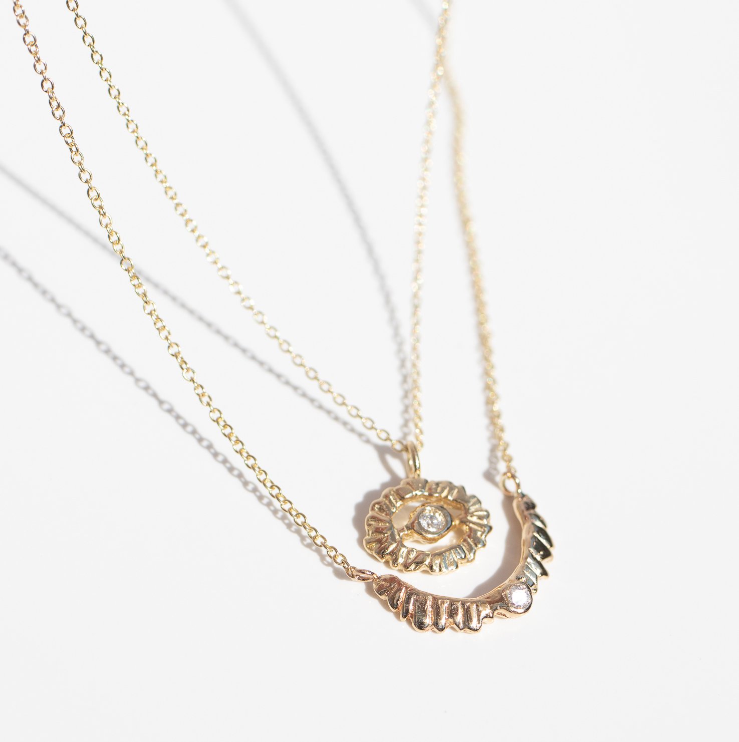 14k yellow gold diamond necklaces by jewelry designer Communion by Joy