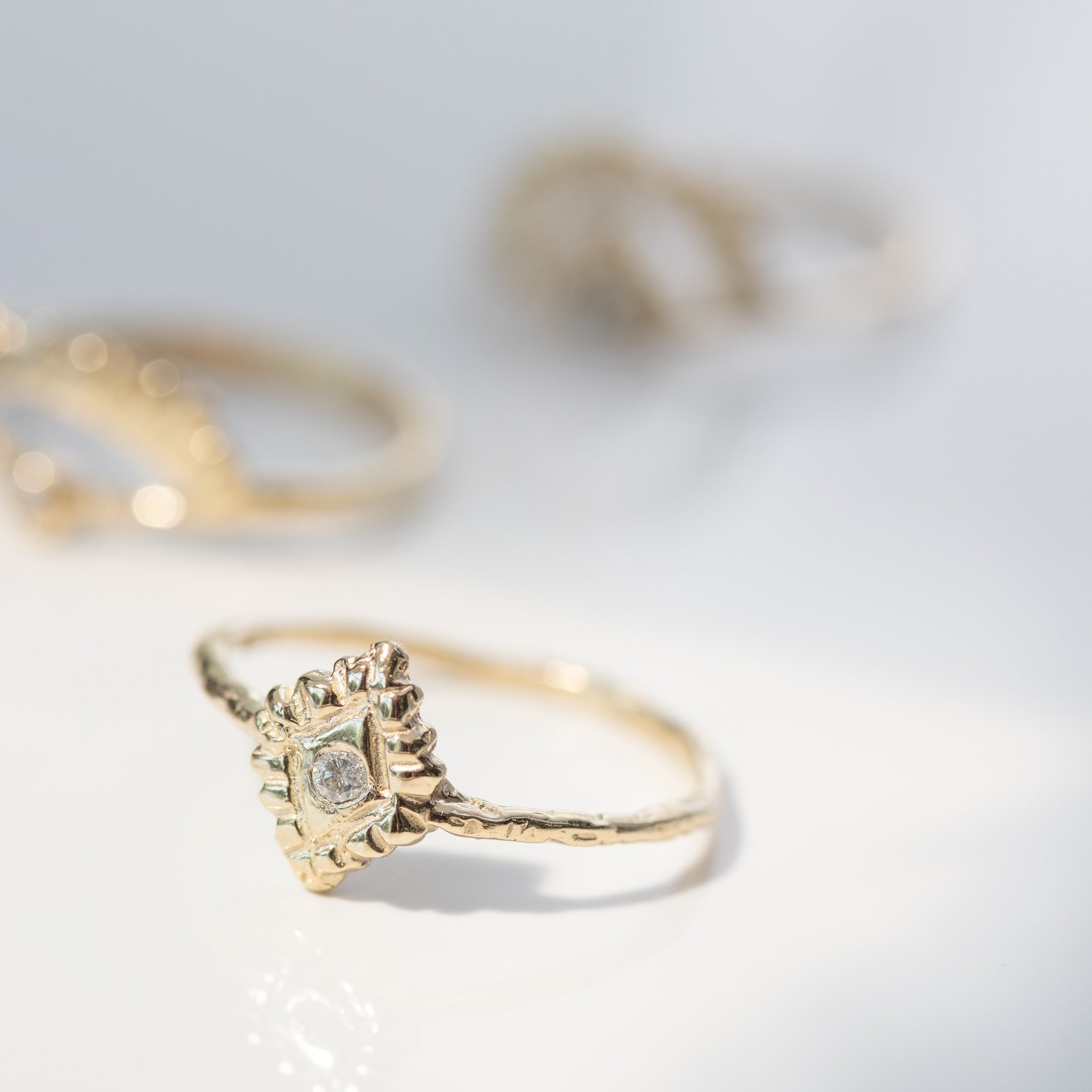 Diamond light ring by jewelry designer Communion by Joy