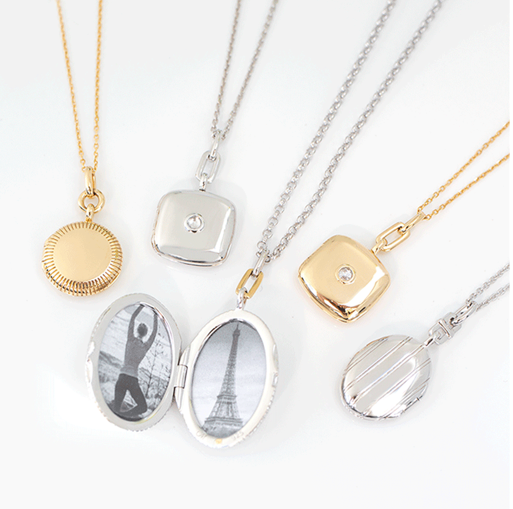gold and silver lockets by jewelry designer Monica Rich Kosann
