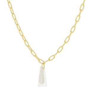 ILA: Necklace, Focal Point Diamond, .10 TCW, 14K yellow gold, Diamond measures 1/4 x 3/32, 15-16 in length.