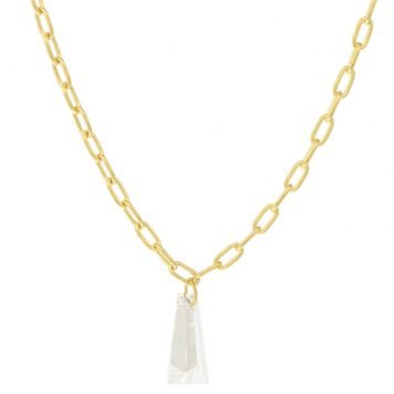 ILA: Necklace, Focal Point Diamond, .10 TCW, 14K yellow gold, Diamond measures 1/4 x 3/32, 15-16 in length.