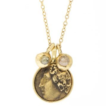 Atelier Narcé: Necklace, Rustic Diamonds, 14K Gold Pendant, 10K Gold 18" Chain.