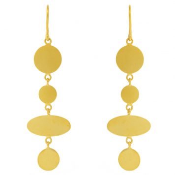 Jane Diaz: Gold Plated Disc and Elipse Drops Earrings