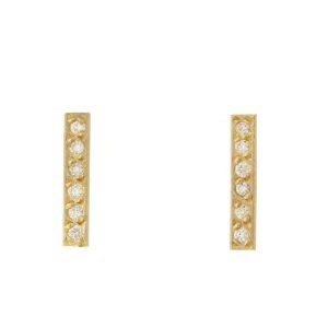 Victoria Cunningham: Earrings, Medium Pavé Bar, 14K yellow gold, Measures 3/8 x 1/16