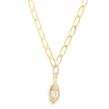 Misa Jewelry: Bud Diamond Necklace, 14k yellow gold, white marquis diamond .075ct, 24" chain