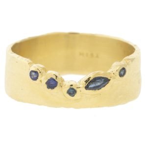 Misa Jewelry: Passage Sapphire ring, 14k yellow gold, blue sapphires size  6.5
