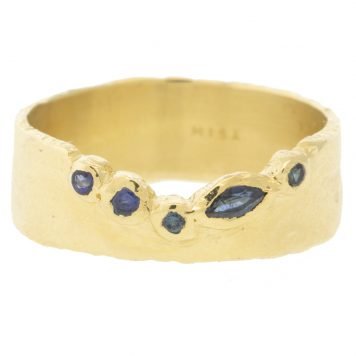Misa Jewelry: Passage Sapphire ring, 14k yellow gold, blue sapphires size  6.5