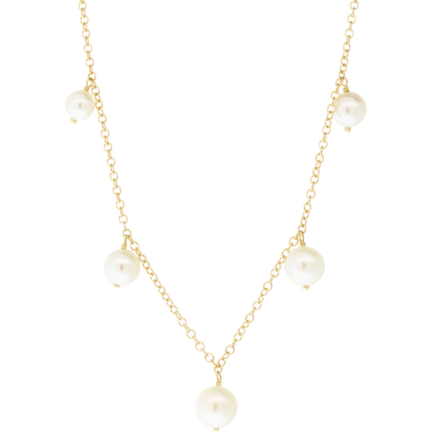 Mizuki:Necklace,14k adjustable graduated Akoya pearl fringe all around