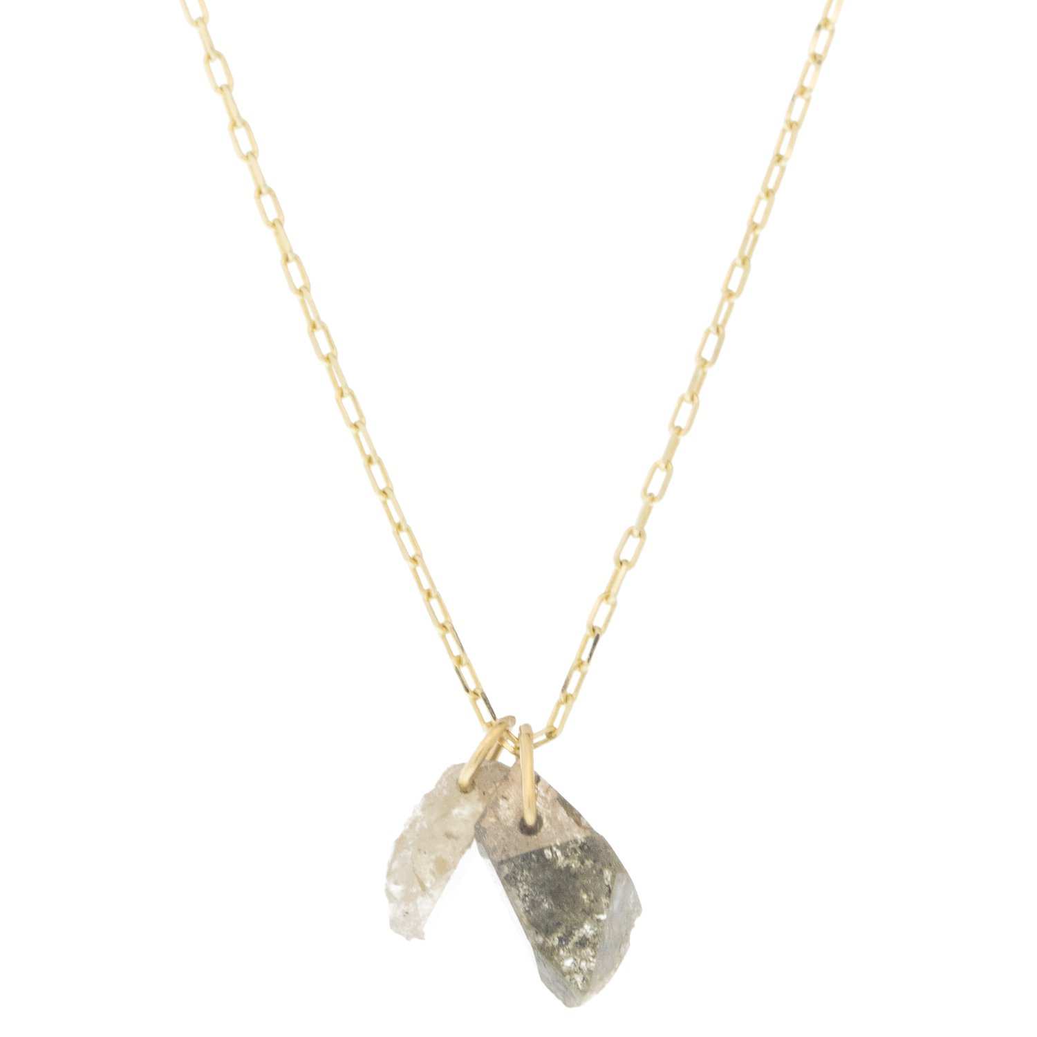 Margaret Solow: Necklace,14 kt chain,Raw diamond chard,double