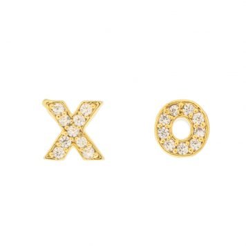 Tai: Gold CZ "XO" Stud Earring