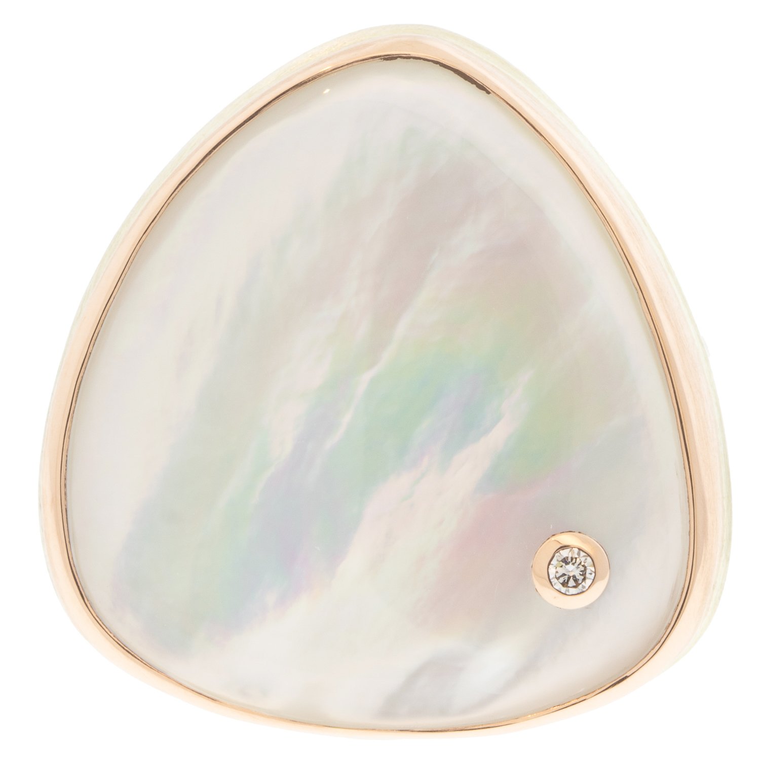 gold and silver ring with mother of pearl by jewelry designer jamie Joseph