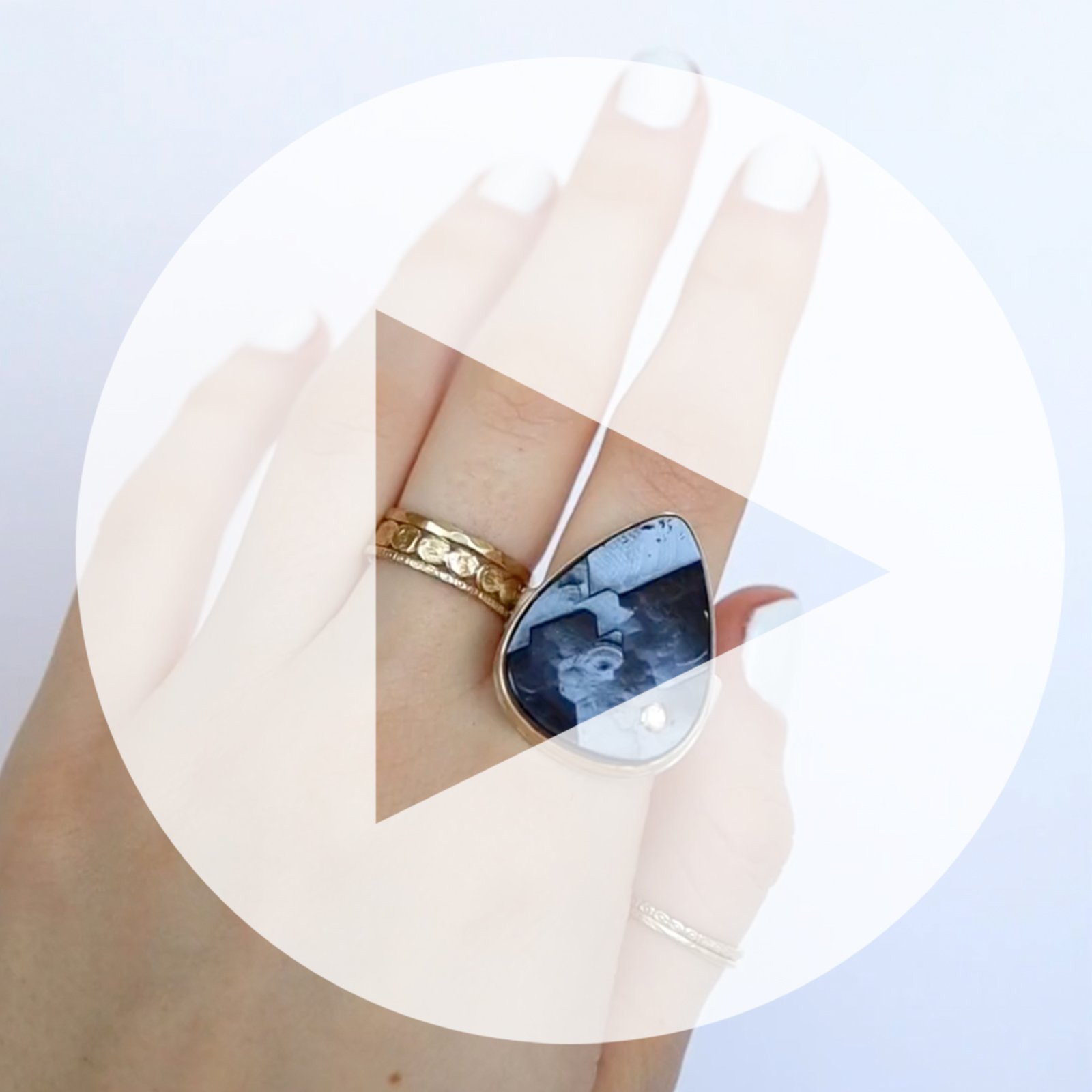 Jamie Joseph: Ring, Large teardrop, 14K yellow gold bezel set andradite, Diamond, .03ct, Sterling silver live edge band, Stone measures 1 x 3/4, Currently available in size 7 3/4