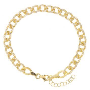 Tai: Bracelet,Gold vermeil,Link chain with CZ