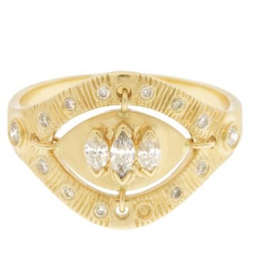 Celine Daoust: Ring, 3 Marquise Diamonds Eye, Diamonds, 1/2 at the widest point, 14K gold, size 6
