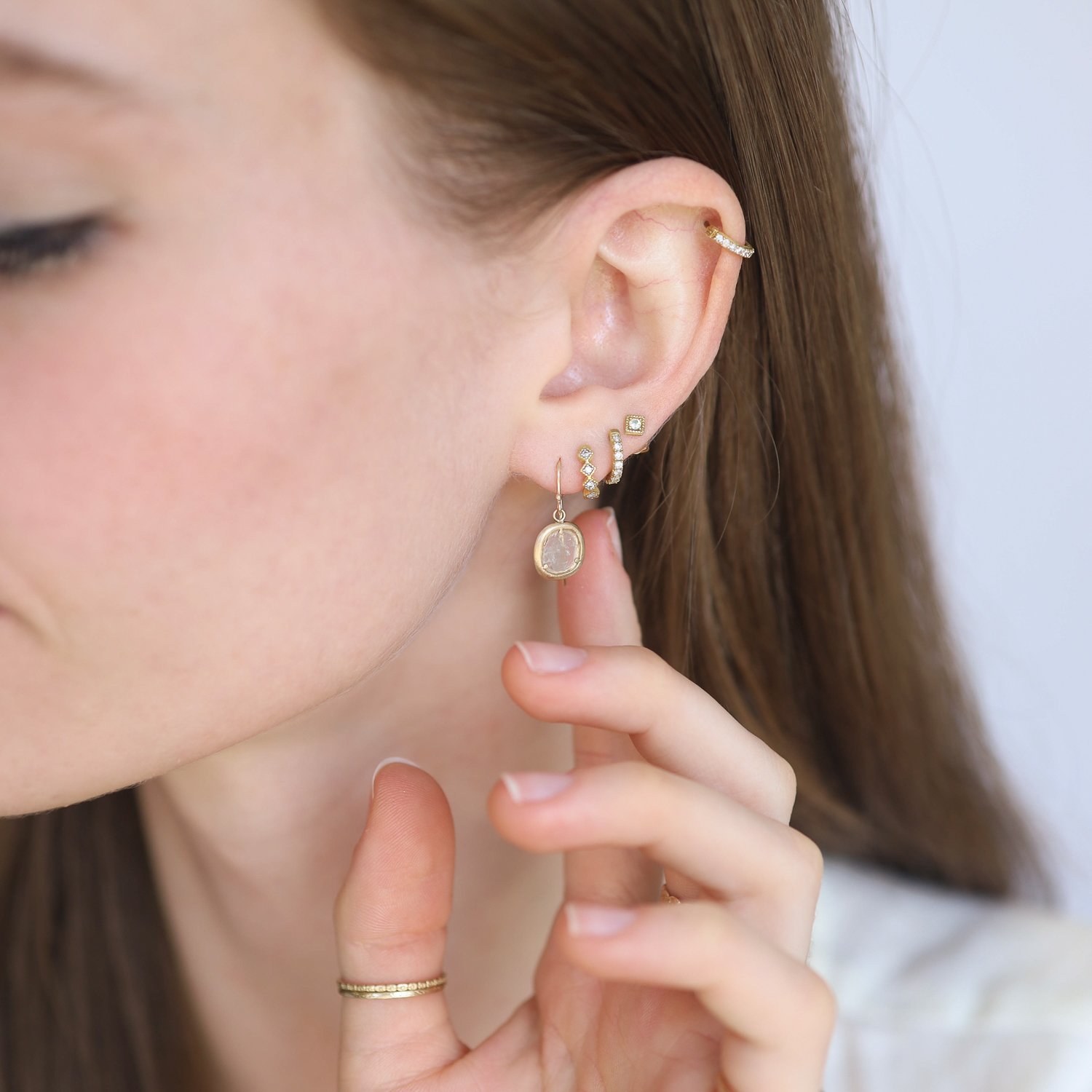 Shaesby: Diamond slice drop earring